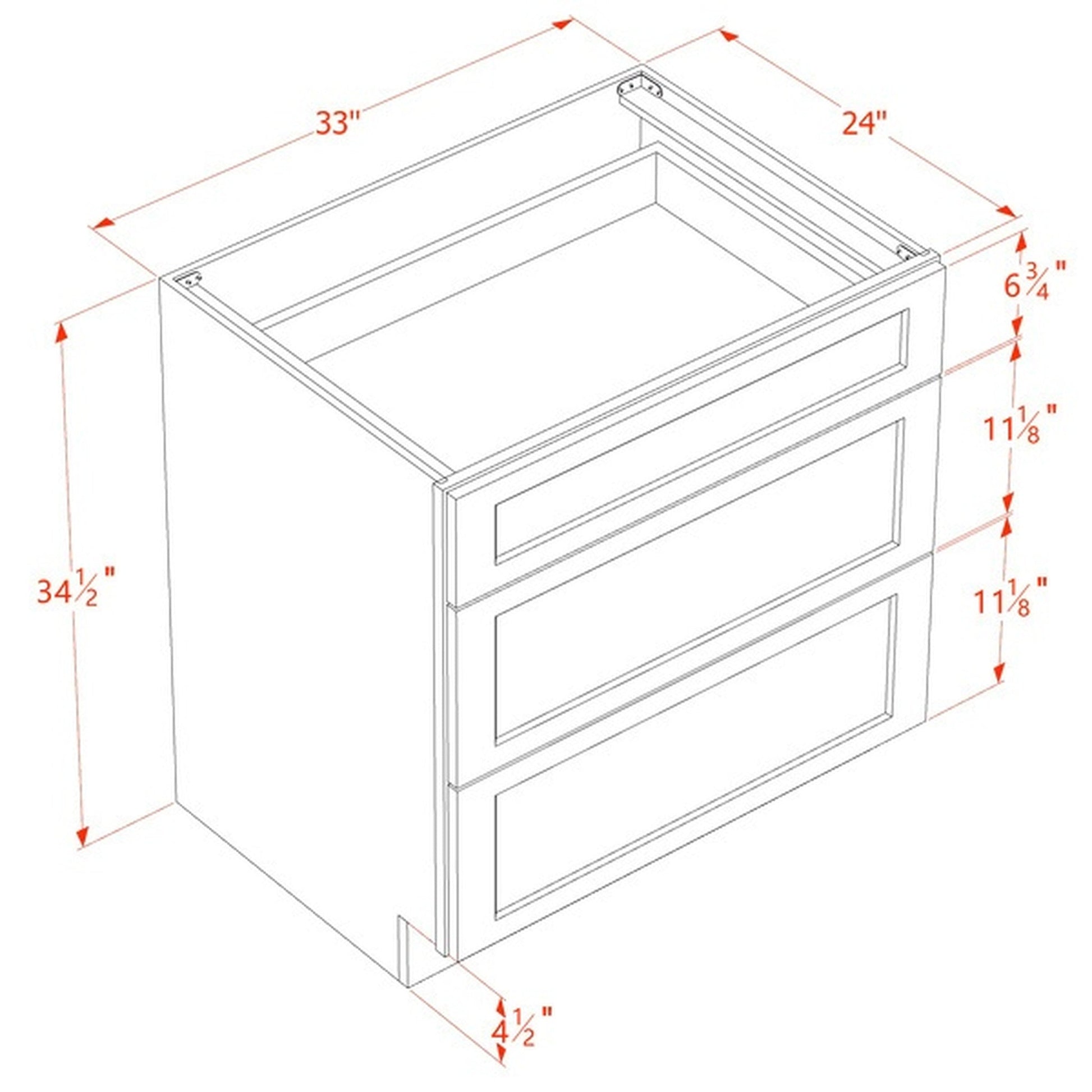 Slim Shaker Drawer Base Cabinet 33" (DB33) · Slim