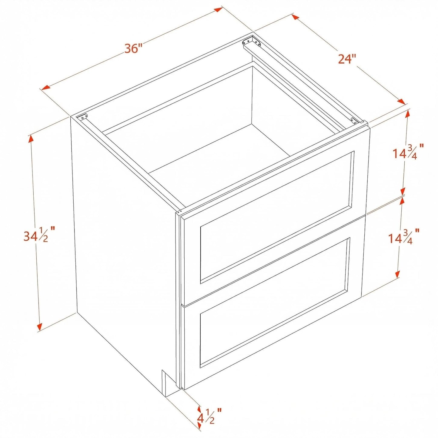 Quik Cabinets DB36-2 Slim Mocha - Dimensions