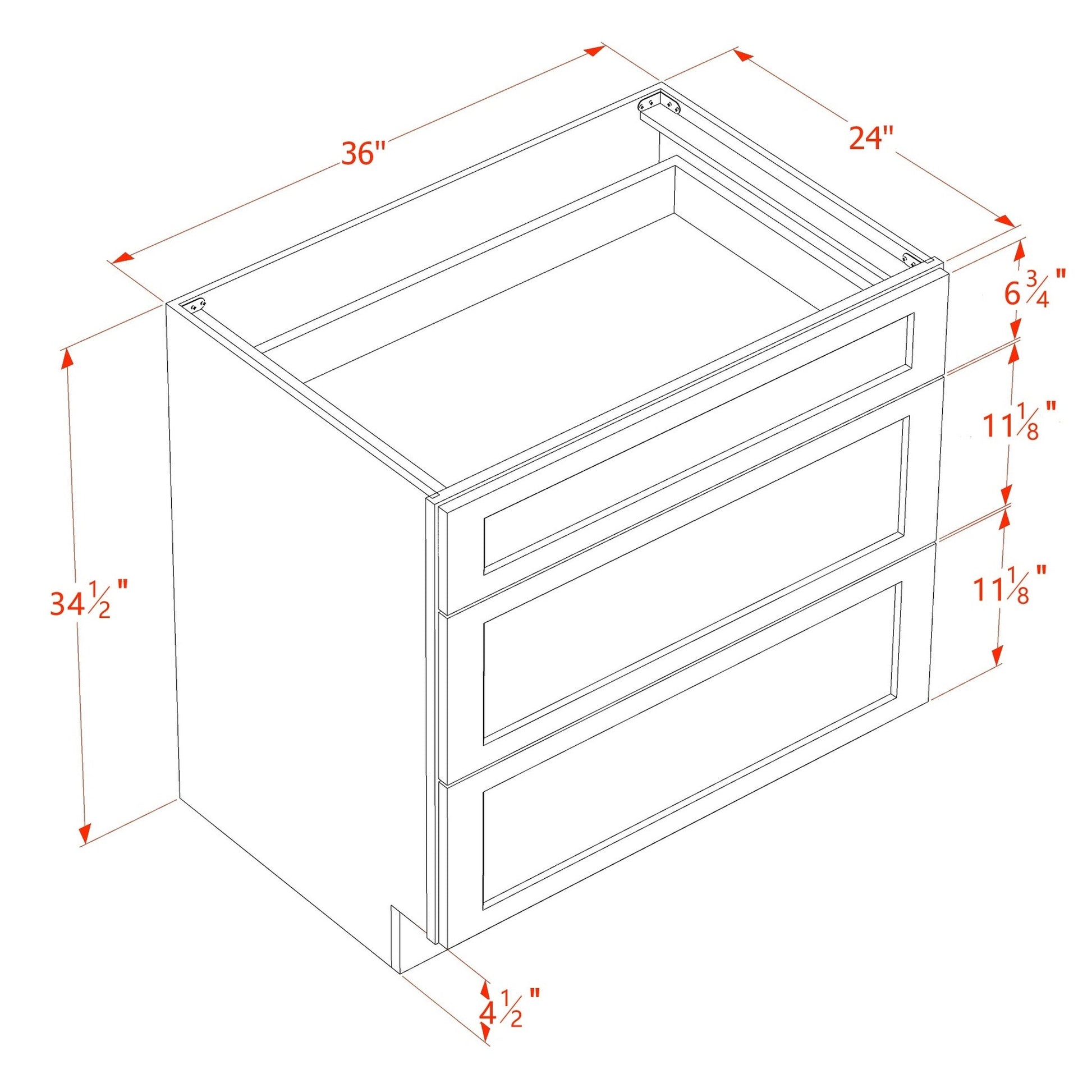 Shaker Drawer Base Cabinet 36" (DB36) · Ardelle