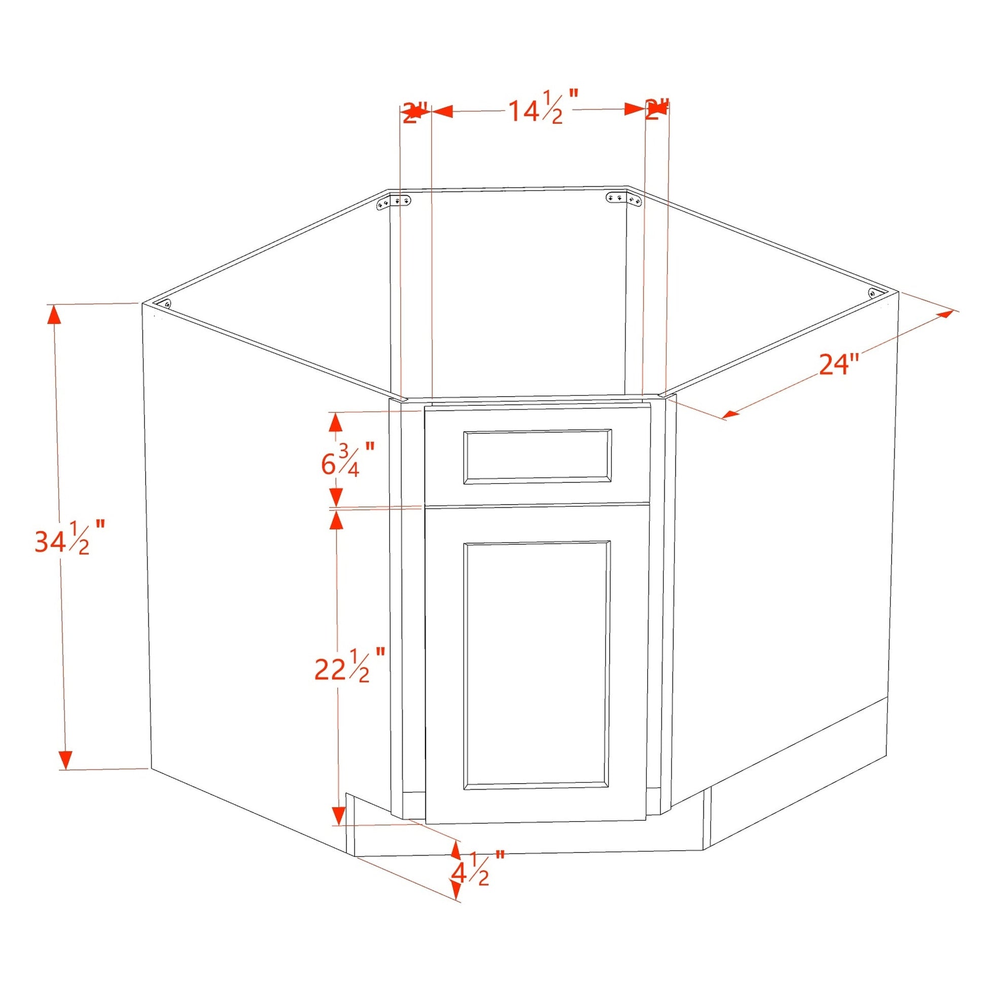 Slim Shaker Corner Base Cabinet 36" (DSB36) · Slim