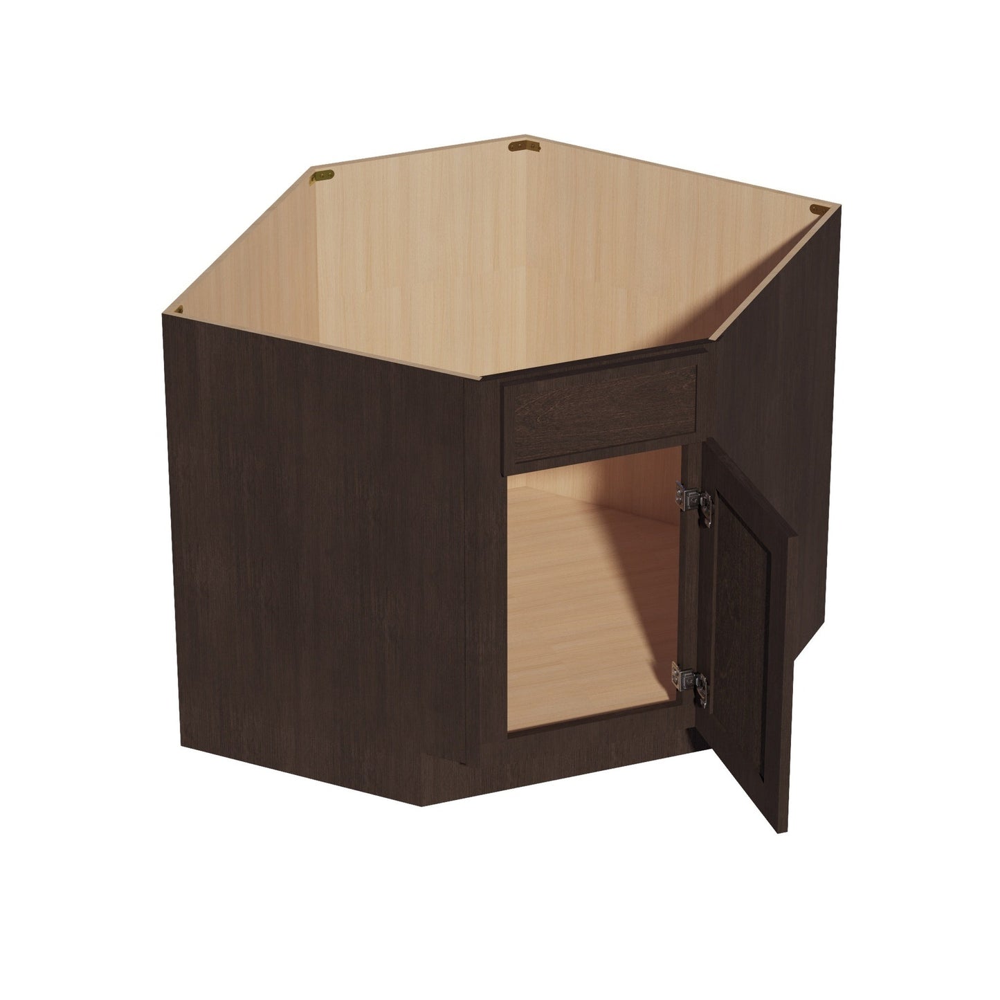 Slim Shaker Corner Base Cabinet 36" (DSB36) · Slim - Mocha - Interior
