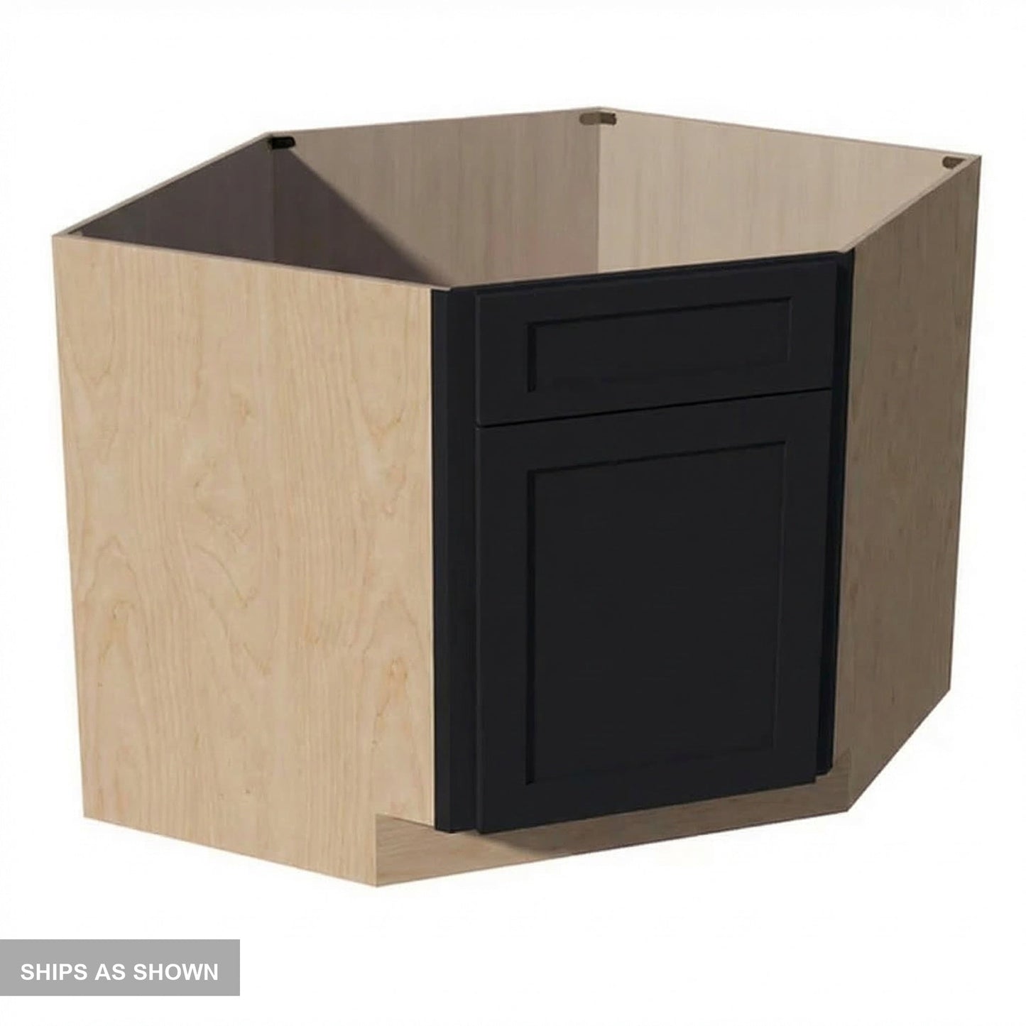 Shaker Corner Base Cabinet 42" (DSB42) · Ardelle - Ebony - Flat Pack
