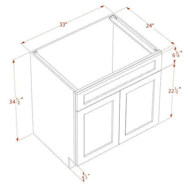 Shaker Sink Base Cabinet 33" (SB33) · Tallis - Dimensions
