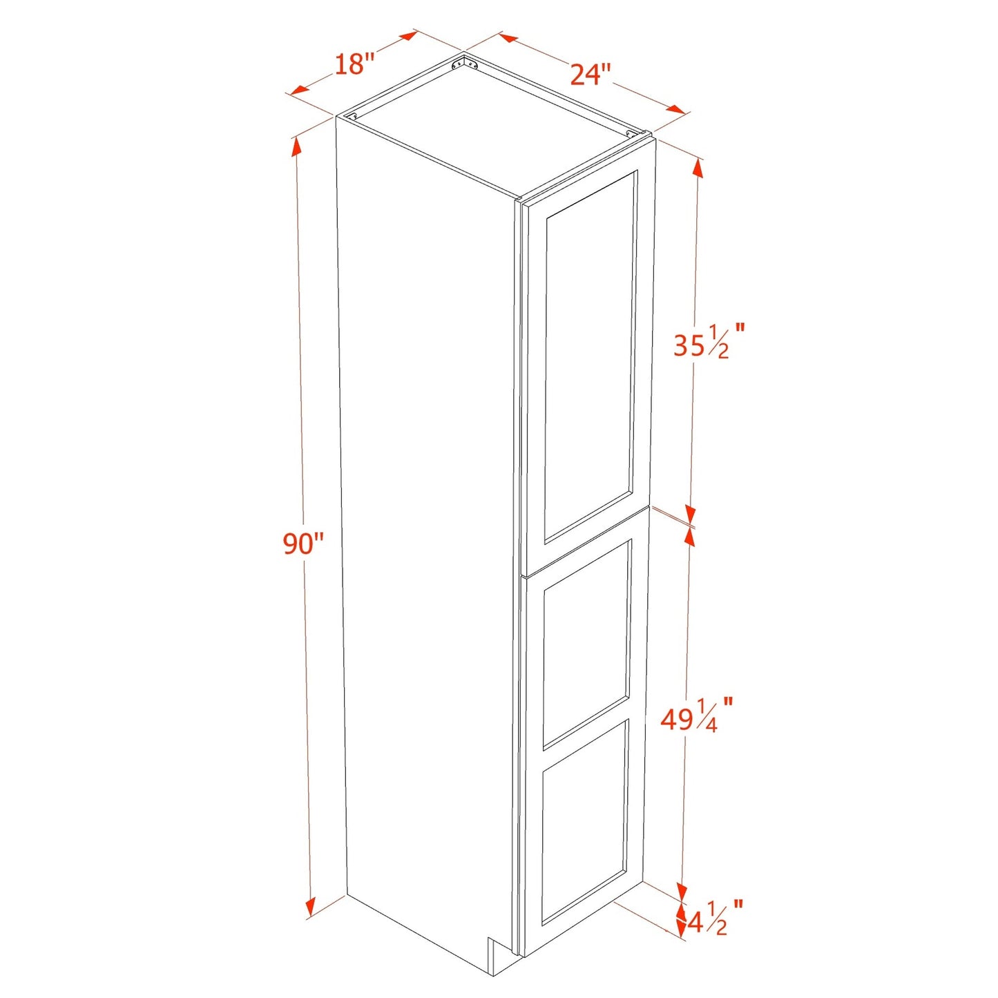Quik Cabinets TP1890 Tallis Swan White - Dimensions