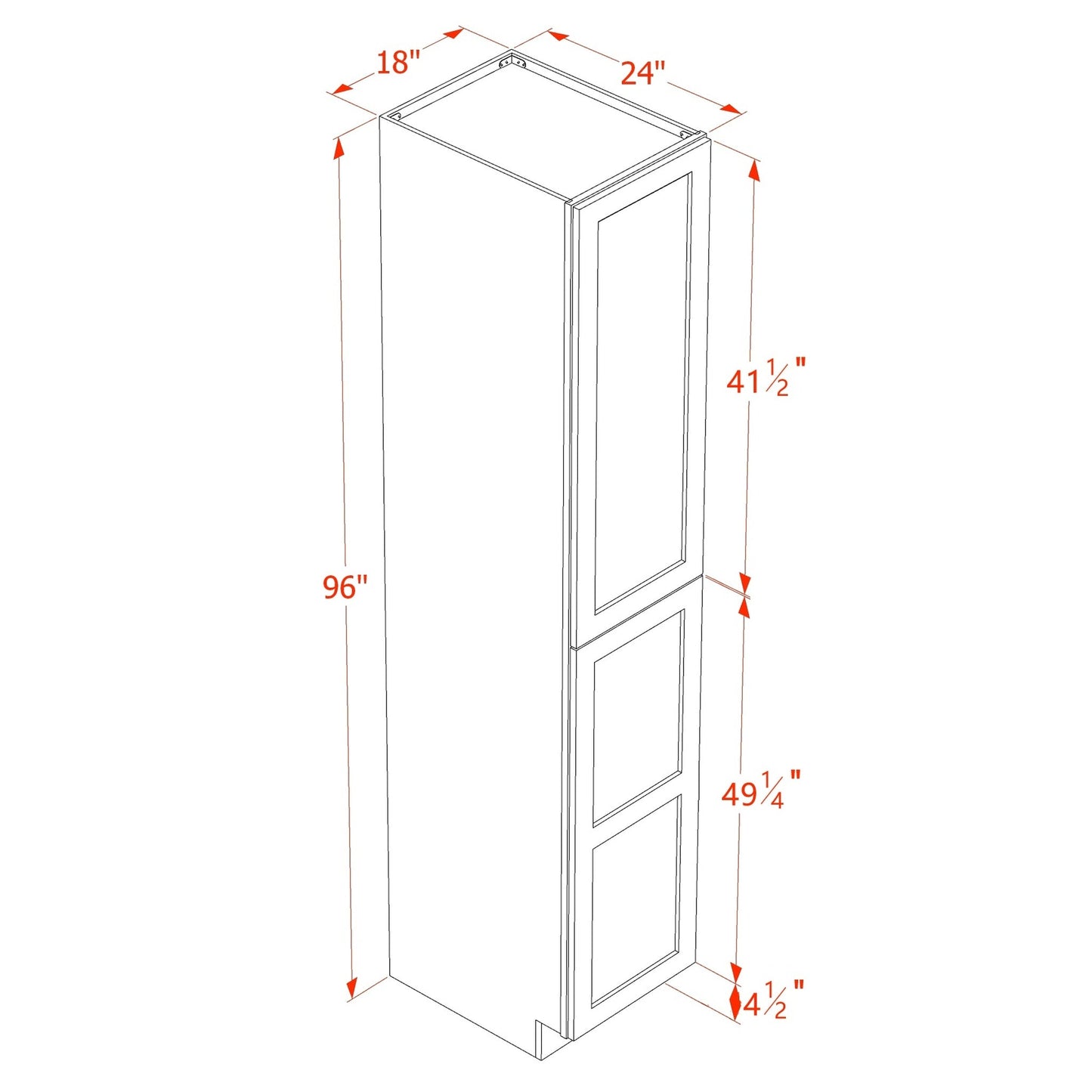 Shaker Tall Pantry Cabinet 18" (TP1896) · Tallis - Dimensions