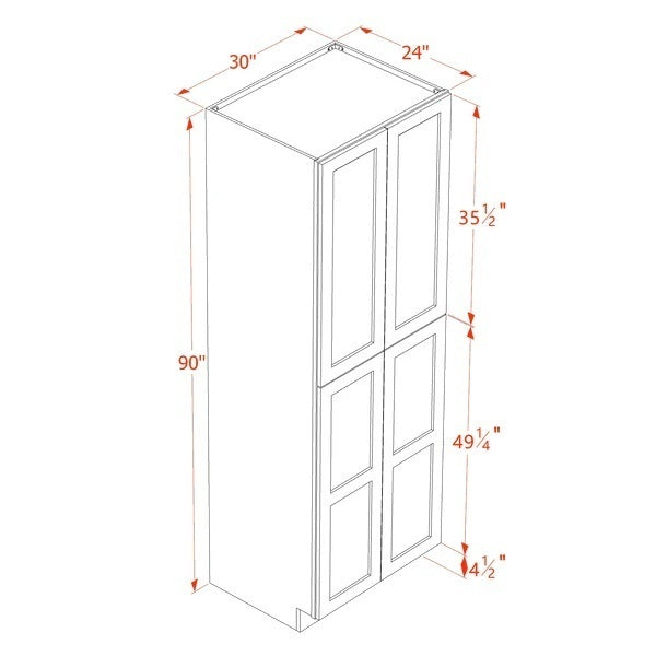 Shaker Tall Pantry Cabinet 30" (TP3090) · Tallis - Dimensions