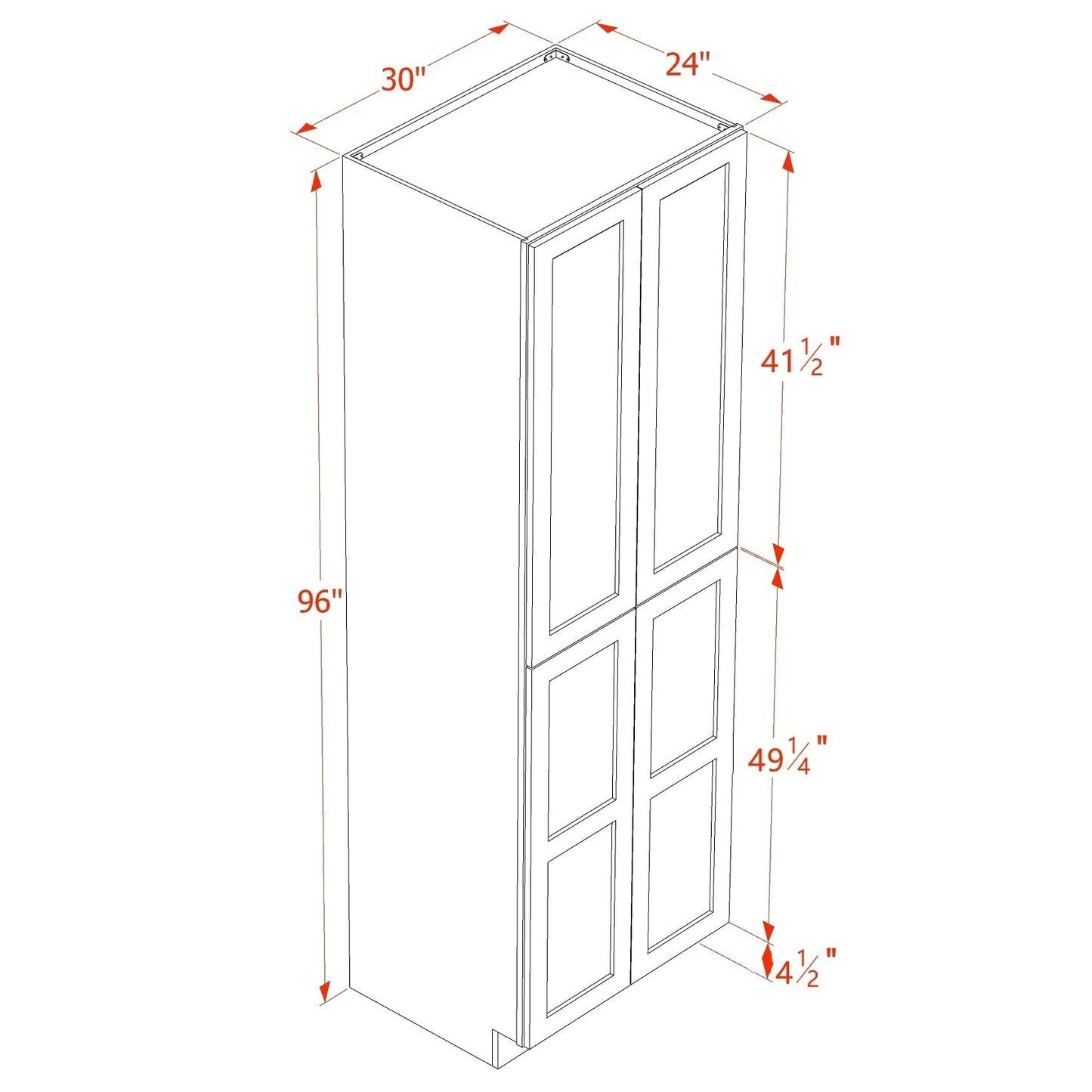 Quik Cabinets TP3096 Slim Mocha - Dimensions