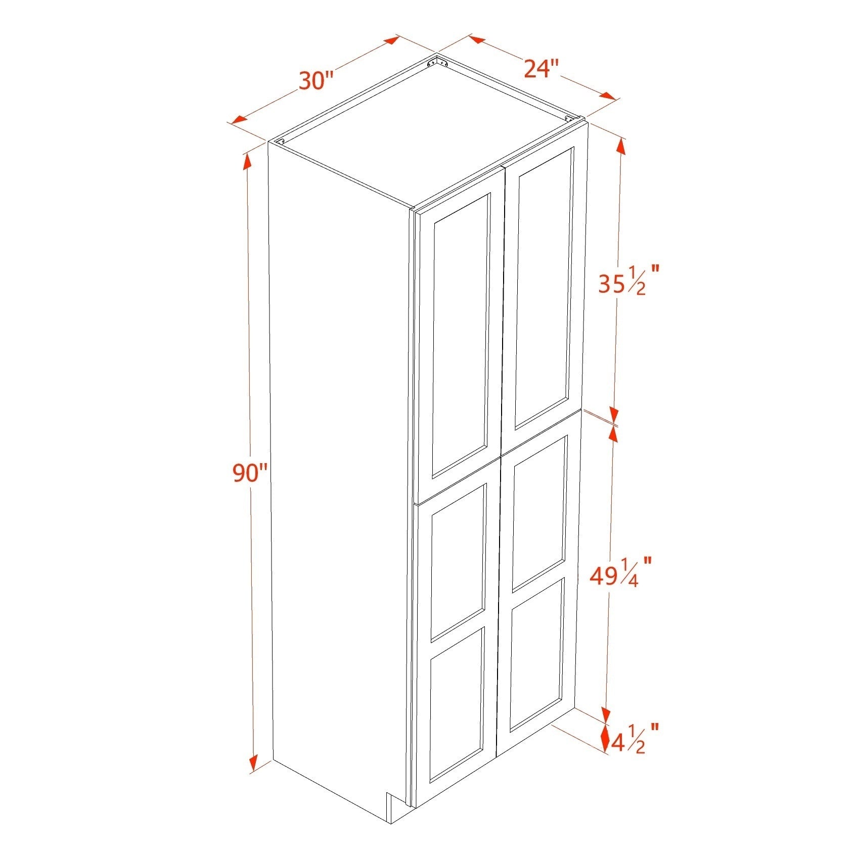 Shaker Tall Pantry Cabinet 36" (TP3690) · Ardelle