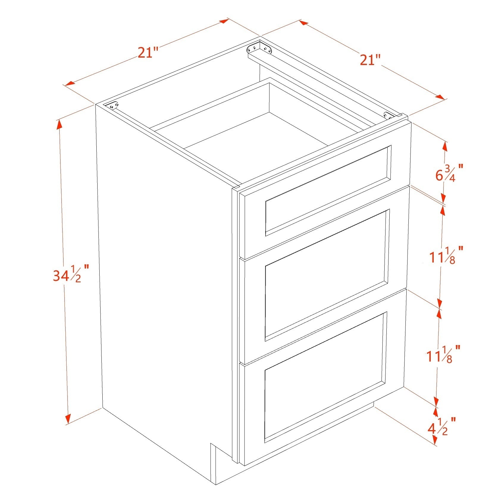 Shaker Vanity Drawer Cabinet 21" (VDB2121) · Tallis