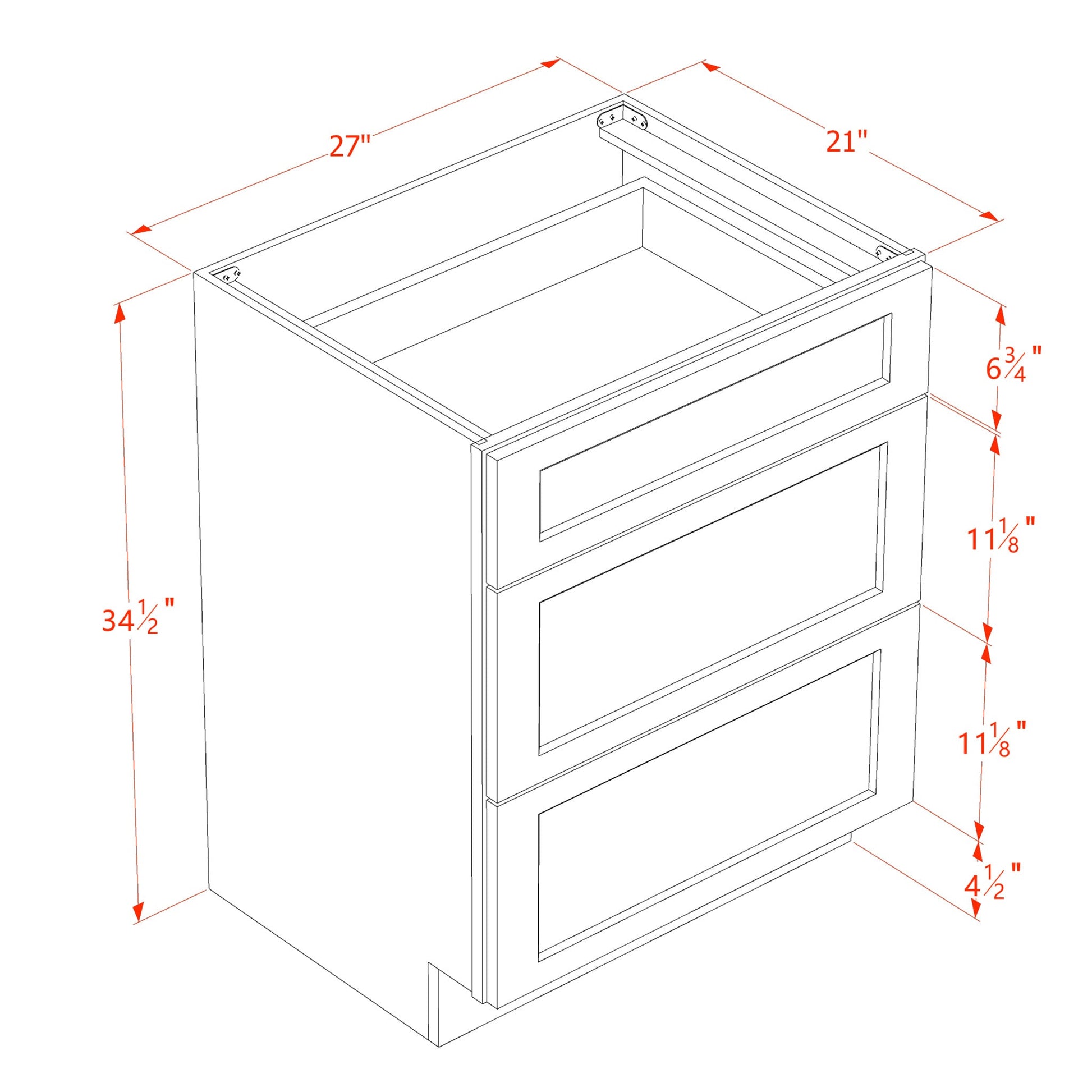 Shaker Vanity Drawer Cabinet 27" (VDB2721) · Tallis