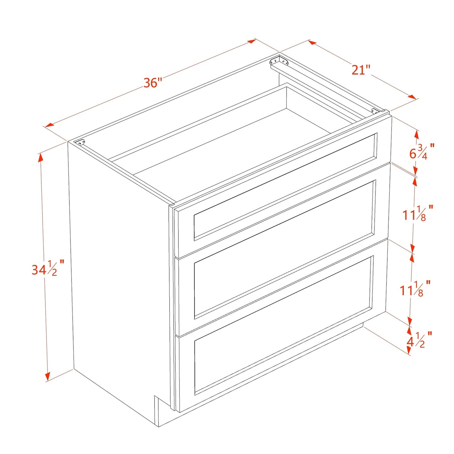 Quik Cabinets VDB3621 Ardelle Timber - Dimensions