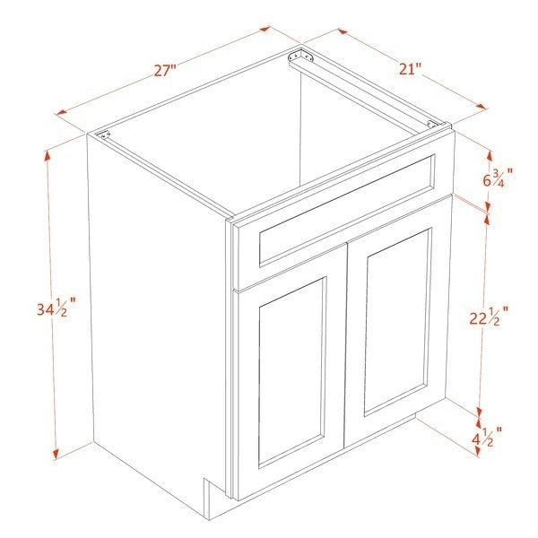 Quik Cabinets VSB2721 Tallis Swan White - Dimensions