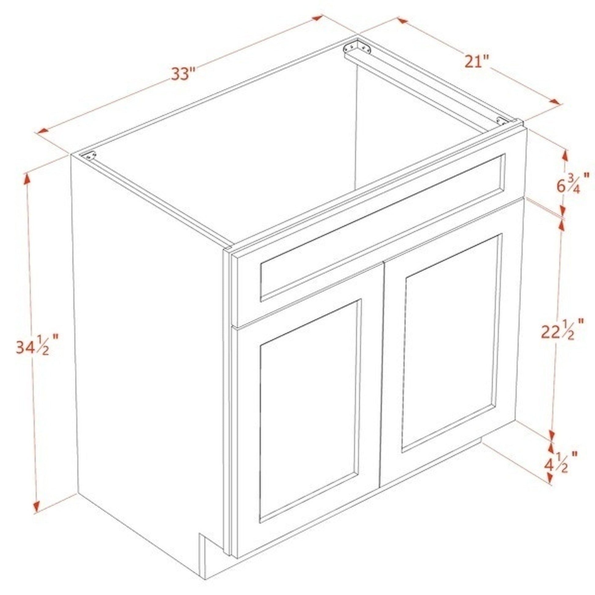 Shaker Sink Base Cabinet 33" (VSB3321) · Tallis