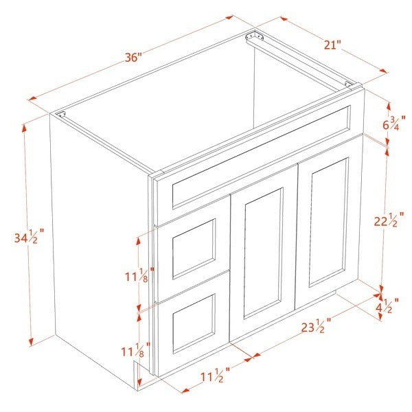Quik Cabinets VSD3621L Tallis Swan White - Dimensions