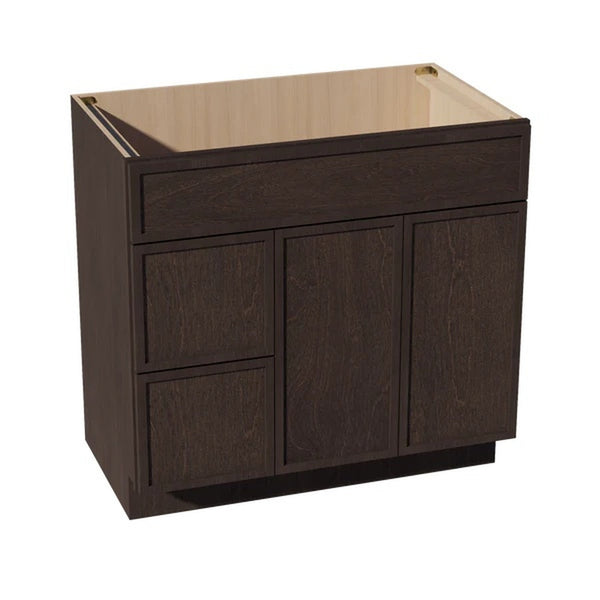 Slim Shaker Vanity Drawer Cabinet 36" (VSD3621L) · Slim - Mocha - Hero