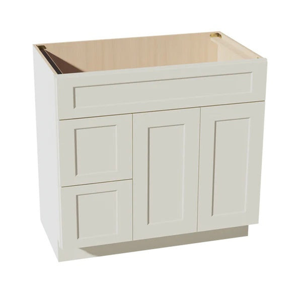 Shaker Vanity Drawer Cabinet 36" (VSD3621L) · Tallis - Swan White - Hero