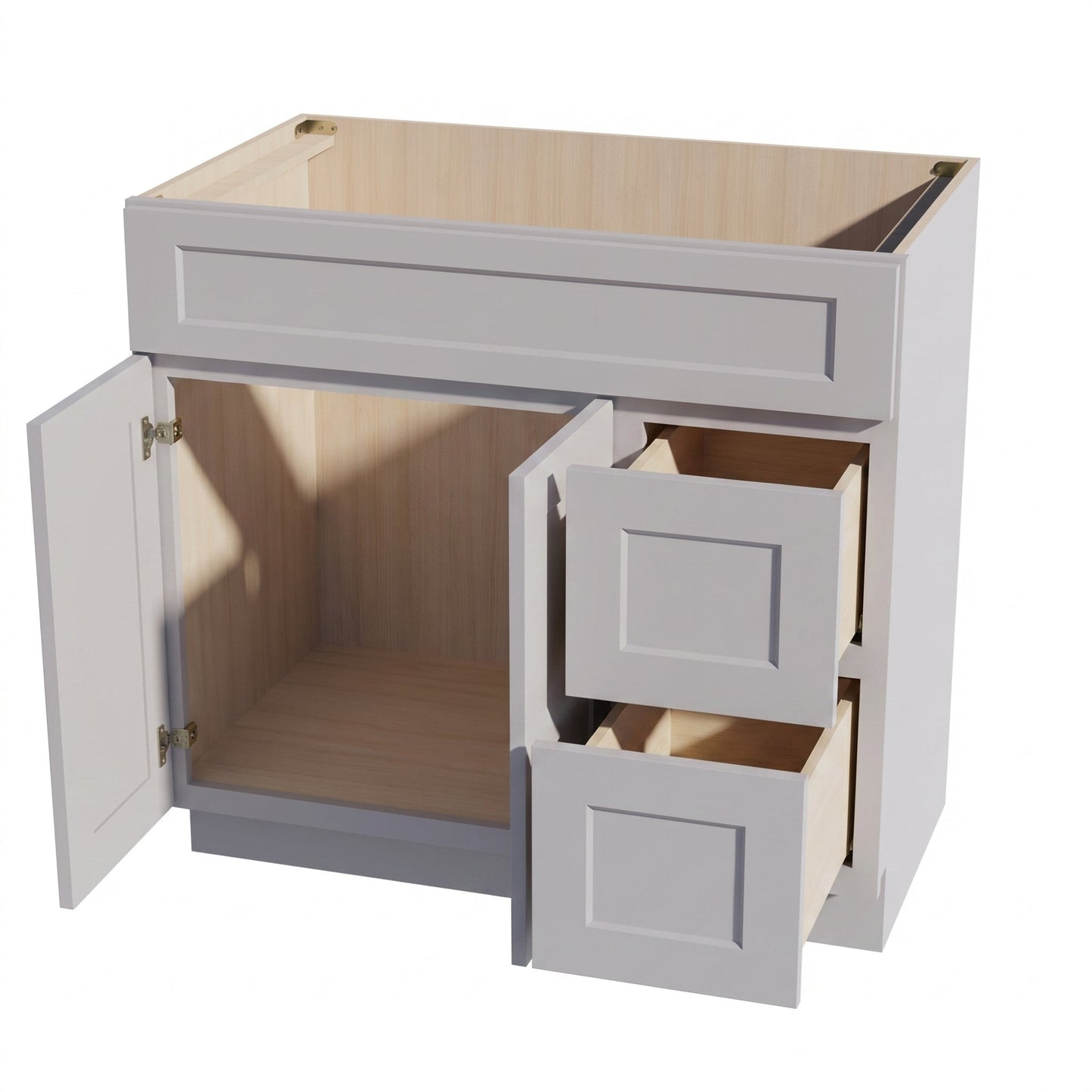 Shaker Vanity Drawer Cabinet 36" (VSD3621R) · Ardelle - Ash - Interior