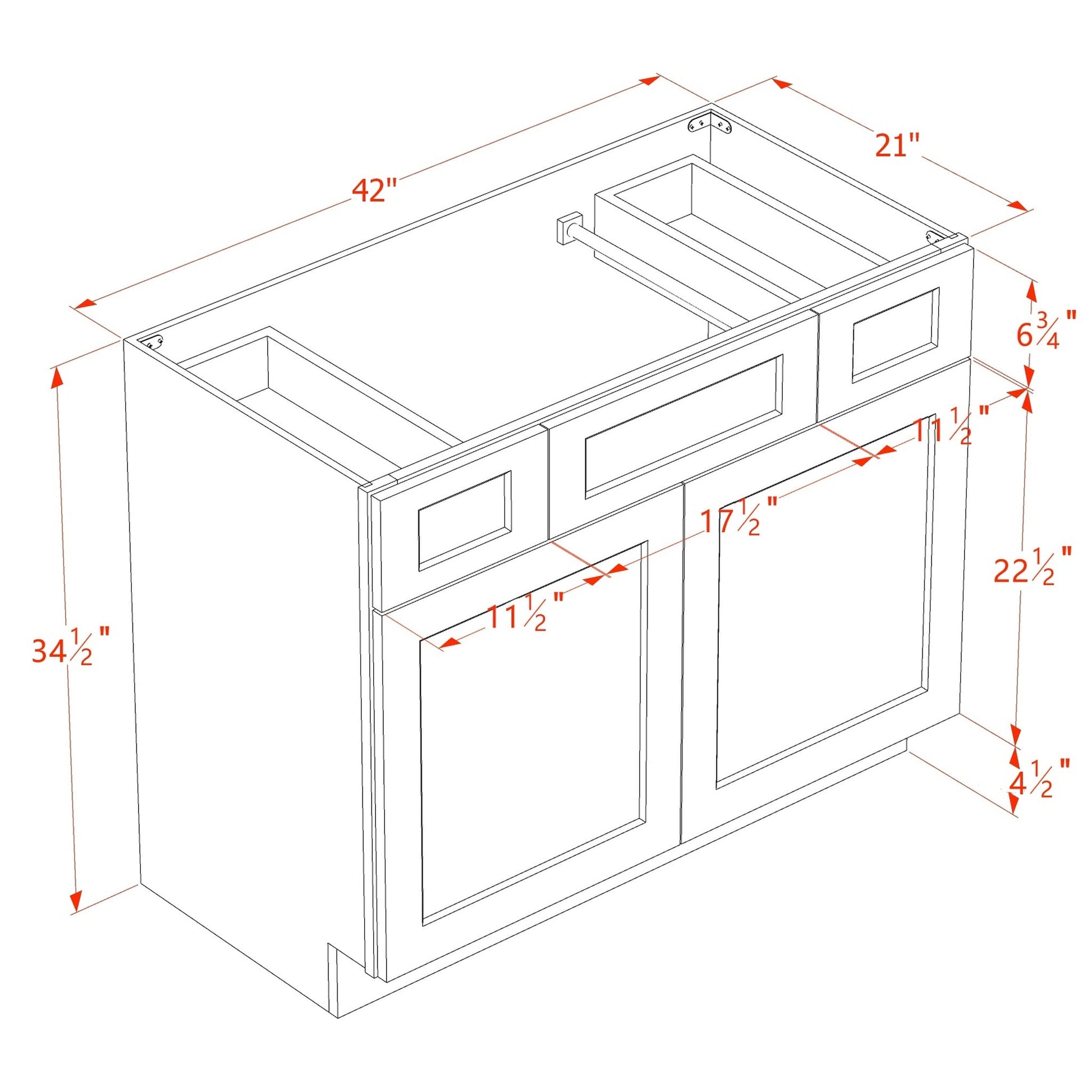 Shaker Vanity Drawer Cabinet 42" (VSD4221) · Tallis
