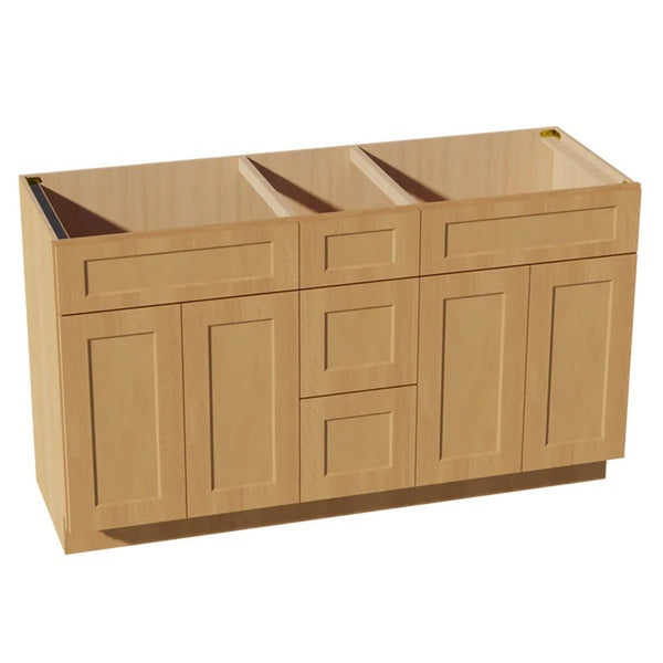 Shaker Vanity Drawer Cabinet 60" (VSD60DOUBLE) · Ardelle - Timber - Hero