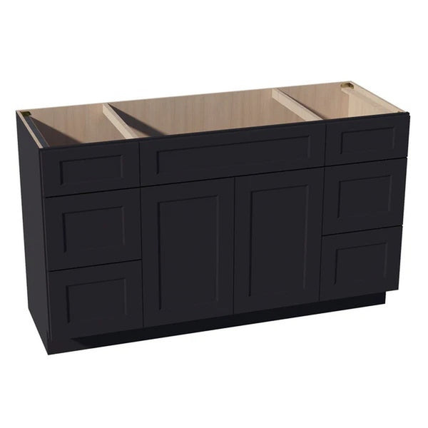 Shaker Vanity Drawer Cabinet 60" (VSD60SINGLE) · Ardelle - Ebony - Hero