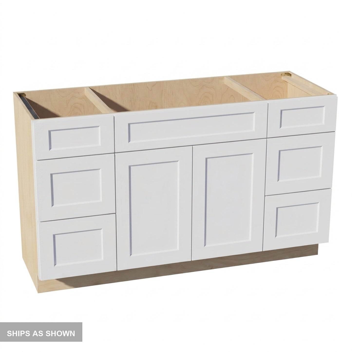 Shaker Vanity Drawer Cabinet 60" (VSD60SINGLE) · Ardelle - White - Flat Pack