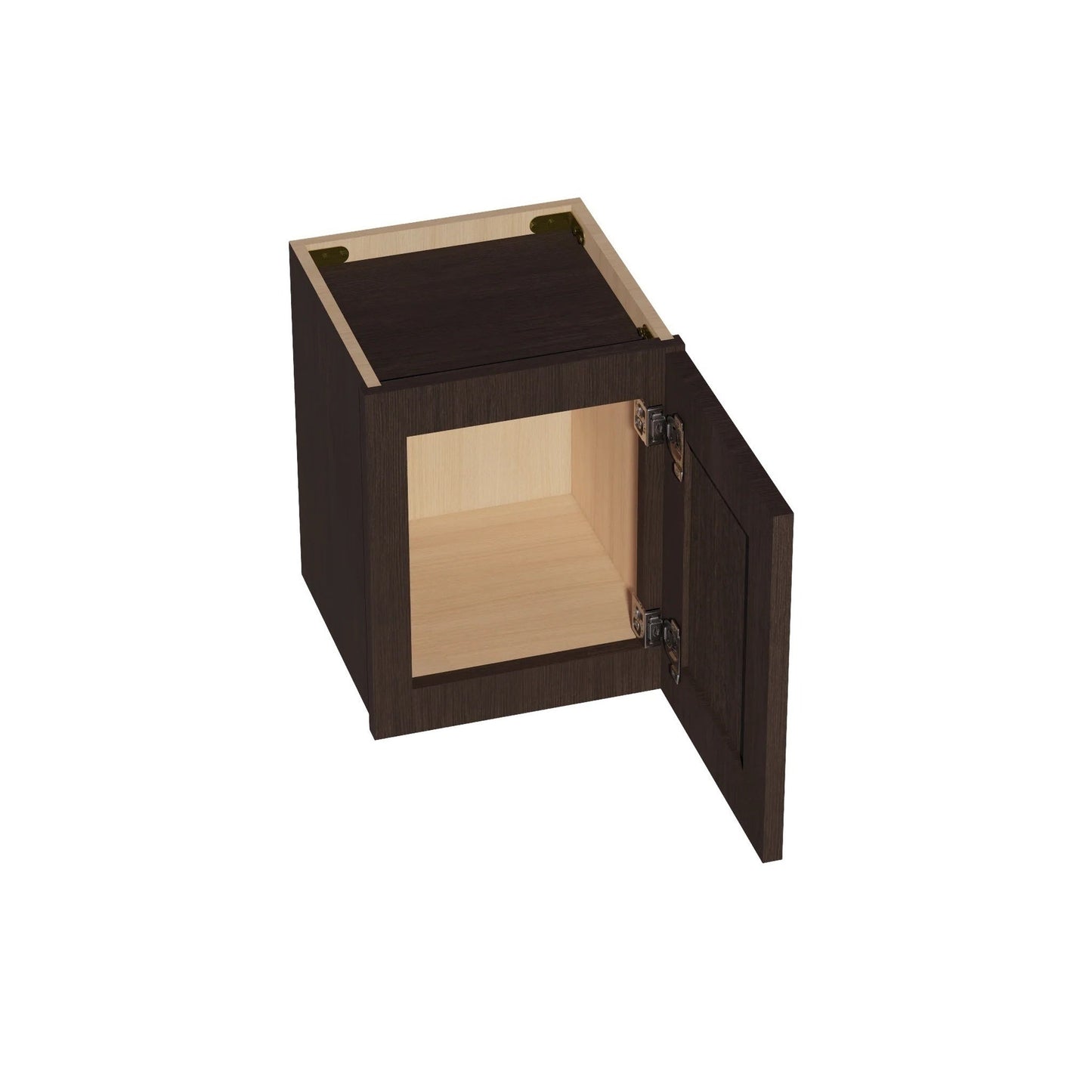 Slim Shaker Bridge Wall Cabinet 12" (W1215) · Slim - Mocha - Interior