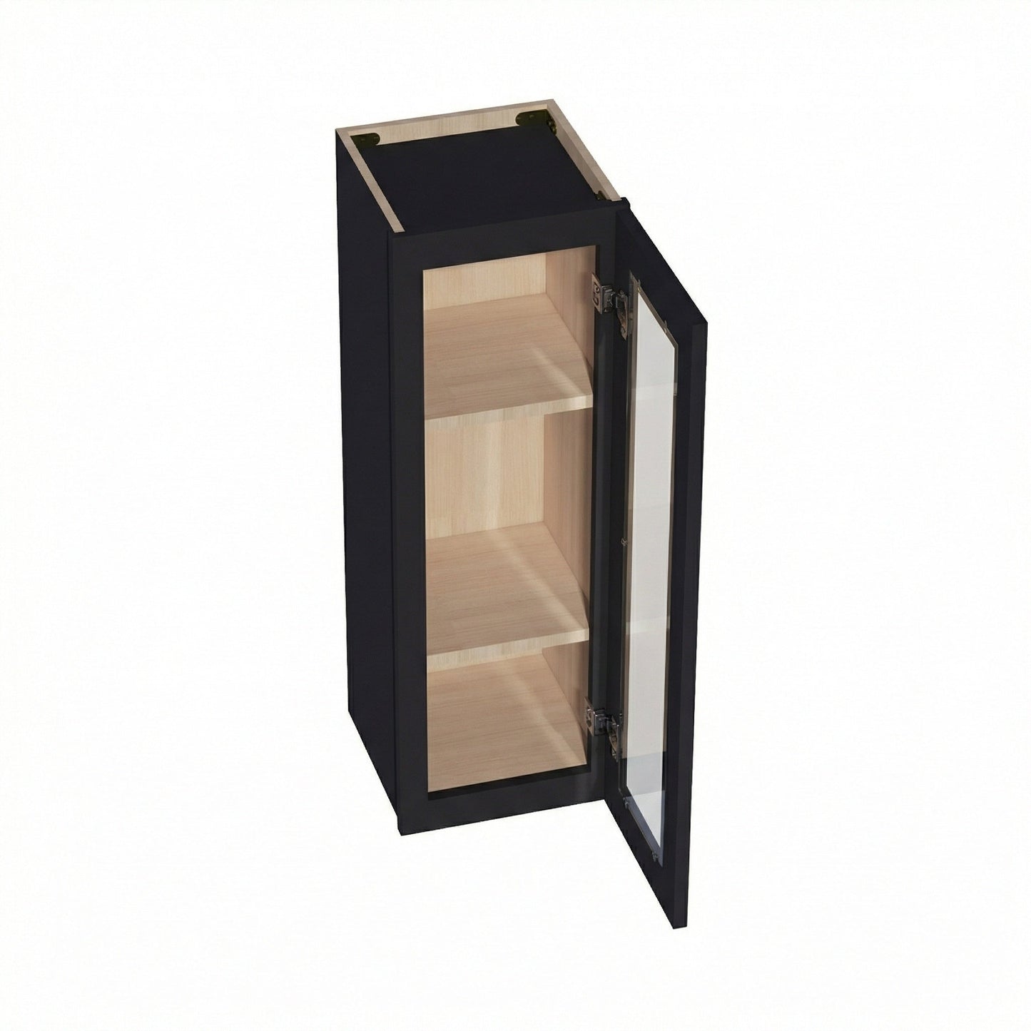 Shaker Glass Door Wall Cabinet 12" (W1236GD) · Ardelle - Ebony - Interior