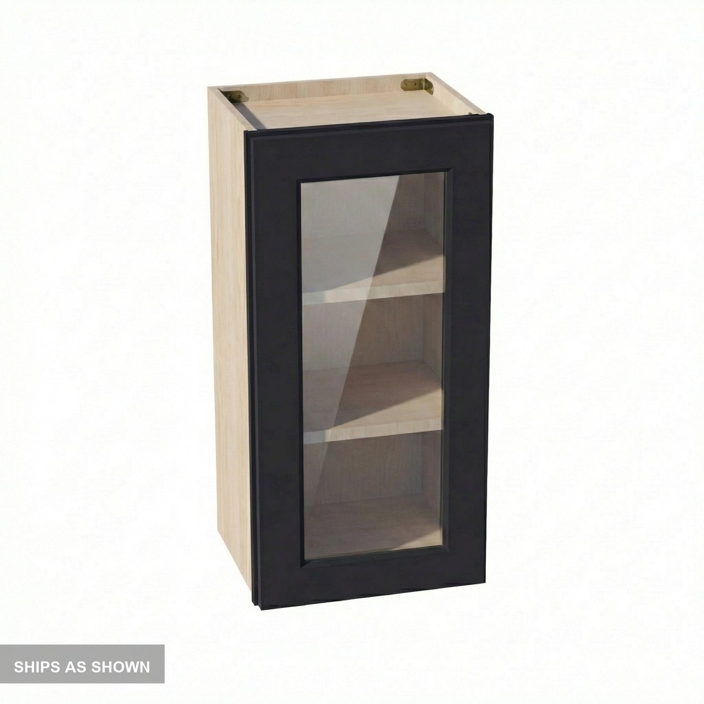 Shaker Glass Door Wall Cabinet 15" (W1530GD) · Ardelle - Ebony - Flat Pack