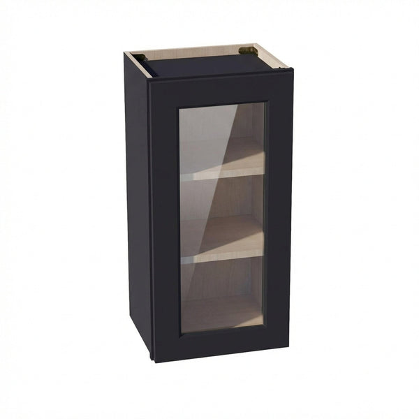 Shaker Glass Door Wall Cabinet 15" (W1530GD) · Ardelle - Ebony - Hero