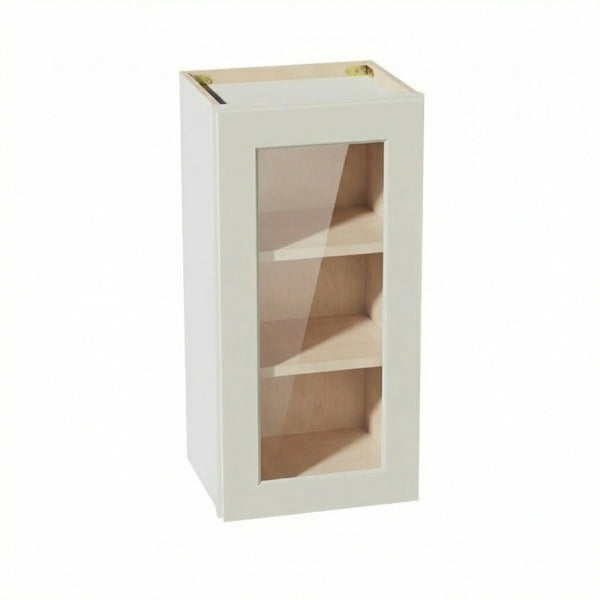 Shaker Glass Door Wall Cabinet 15" (W1530GD) · Tallis - Swan White - Hero