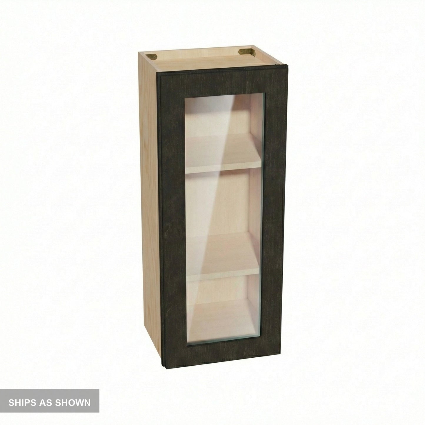 Shaker Glass Door Wall Cabinet 15" (W1536GD) · Ardelle - Charcoal - Flat Pack