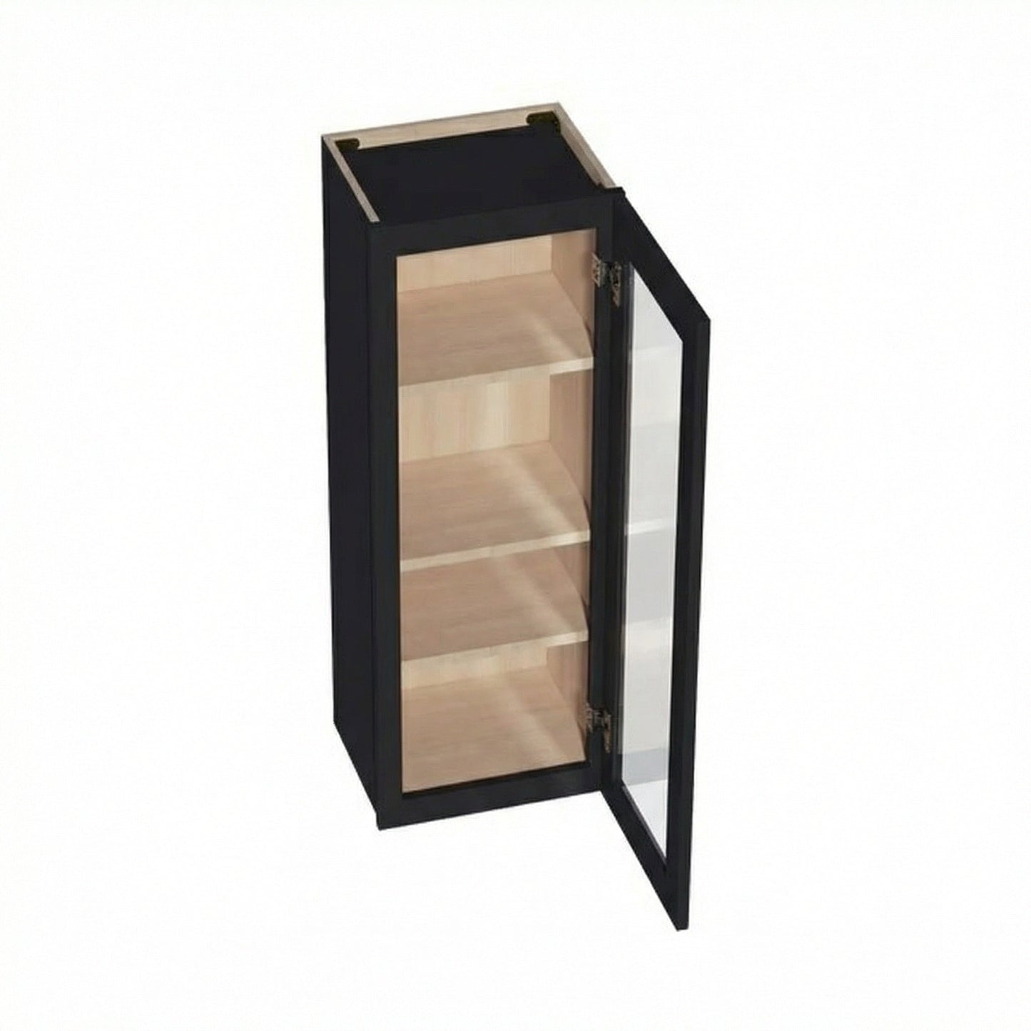 Shaker Glass Door Wall Cabinet 15" (W1542GD) · Ardelle - Ebony - Interior
