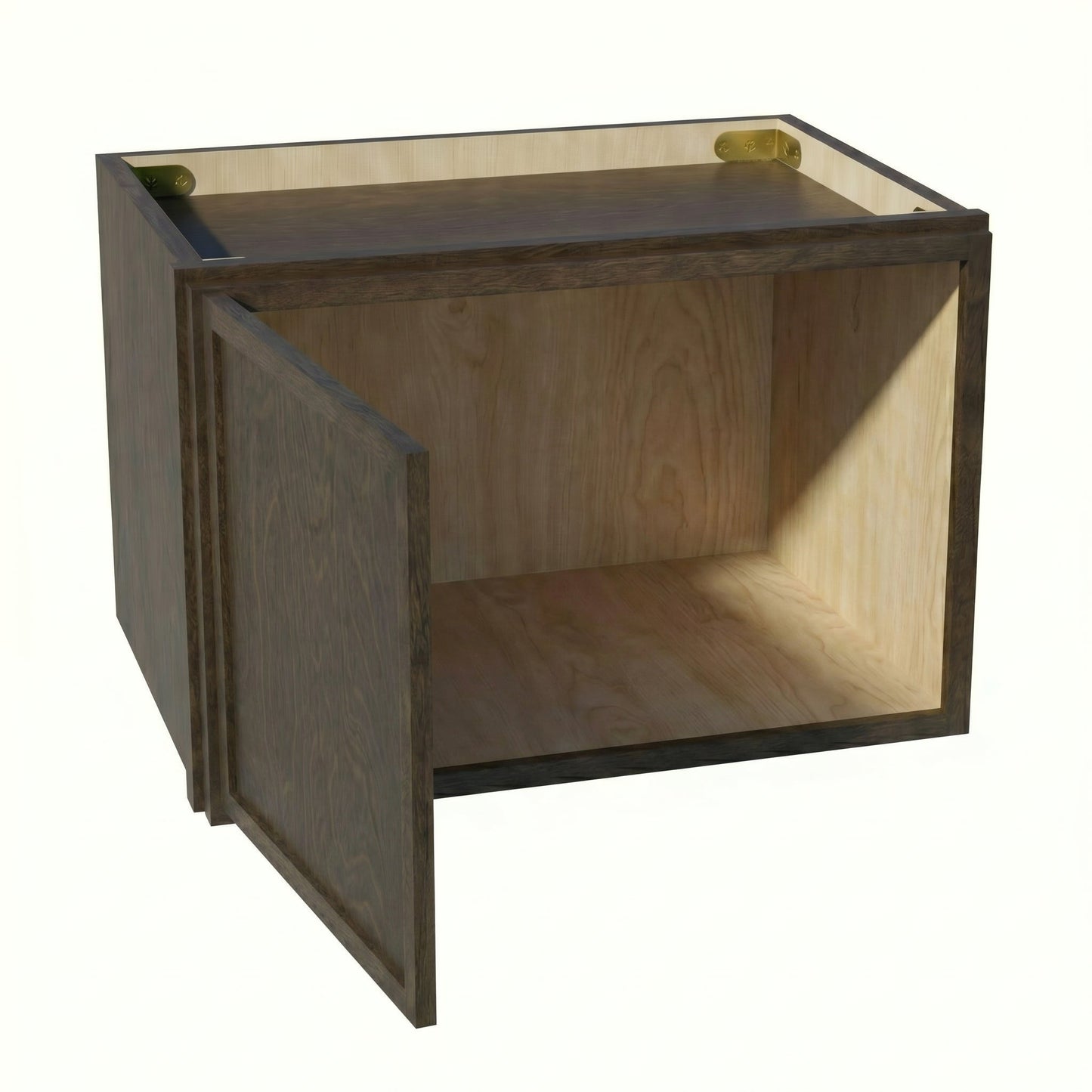 Slim Shaker Bridge Wall Cabinet 18" (W1812) · Slim - Mocha - Interior