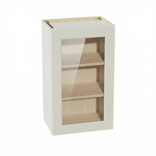 Shaker Glass Door Wall Cabinet 18" (W1830GD) · Tallis - Swan White - Hero