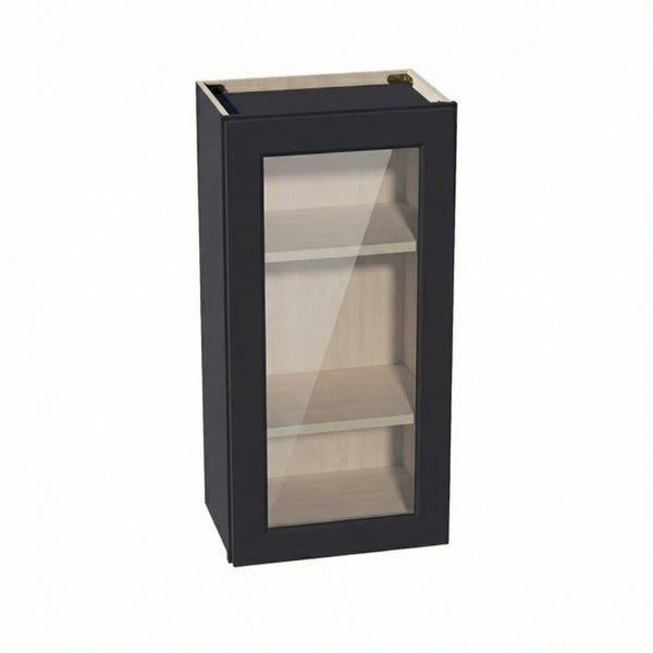Shaker Glass Door Wall Cabinet 18" (W1836GD) · Ardelle - Ebony - Hero