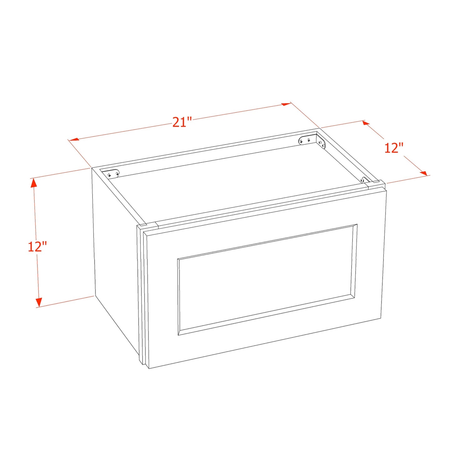 Shaker Bridge Wall Cabinet 21" (W2112) · Tallis - Dimensions