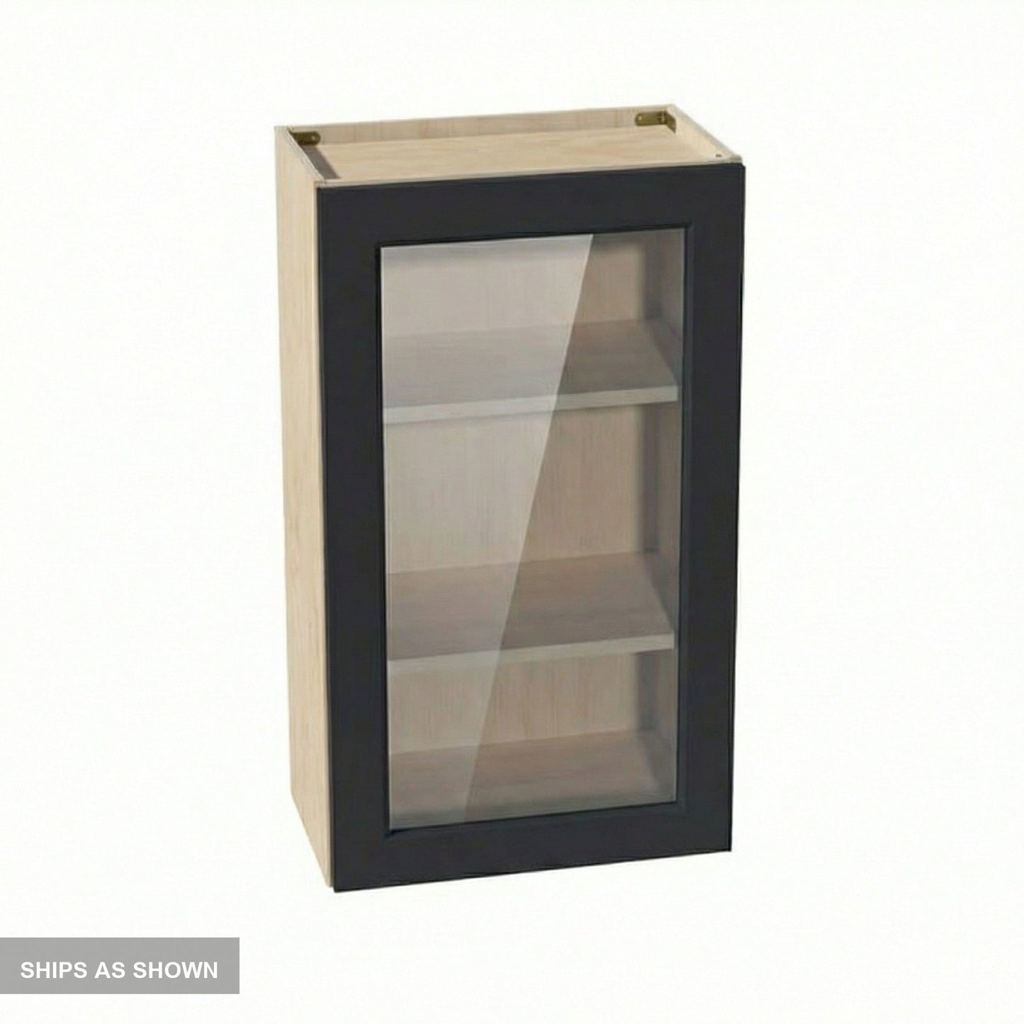 Shaker Glass Door Wall Cabinet 21" (W2136GD) · Ardelle - Ebony - Flat Pack