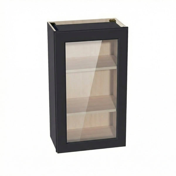Shaker Glass Door Wall Cabinet 21" (W2136GD) · Ardelle - Ebony - Hero