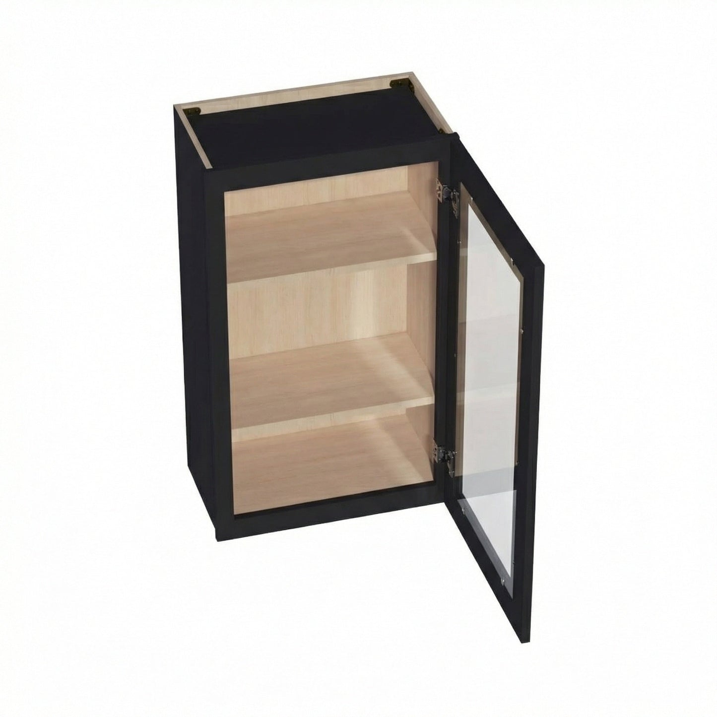 Shaker Glass Door Wall Cabinet 21" (W2136GD) · Ardelle - Ebony - Interior