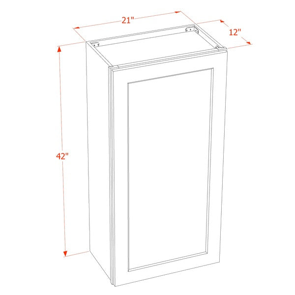 Shaker Glass Door Wall Cabinet 21" (W2142GD) · Ardelle - Dimensions