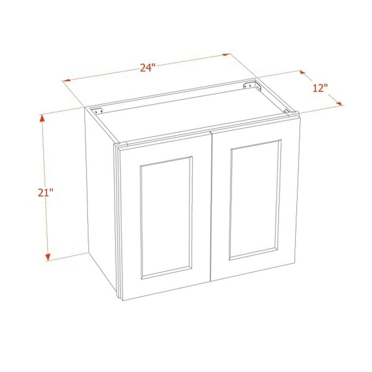 Slim Shaker Bridge Wall Cabinet 24" (W2421) · Slim - Dimensions