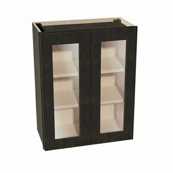 Shaker Glass Door Wall Cabinet 24" (W2430GD) · Ardelle - Charcoal - Hero
