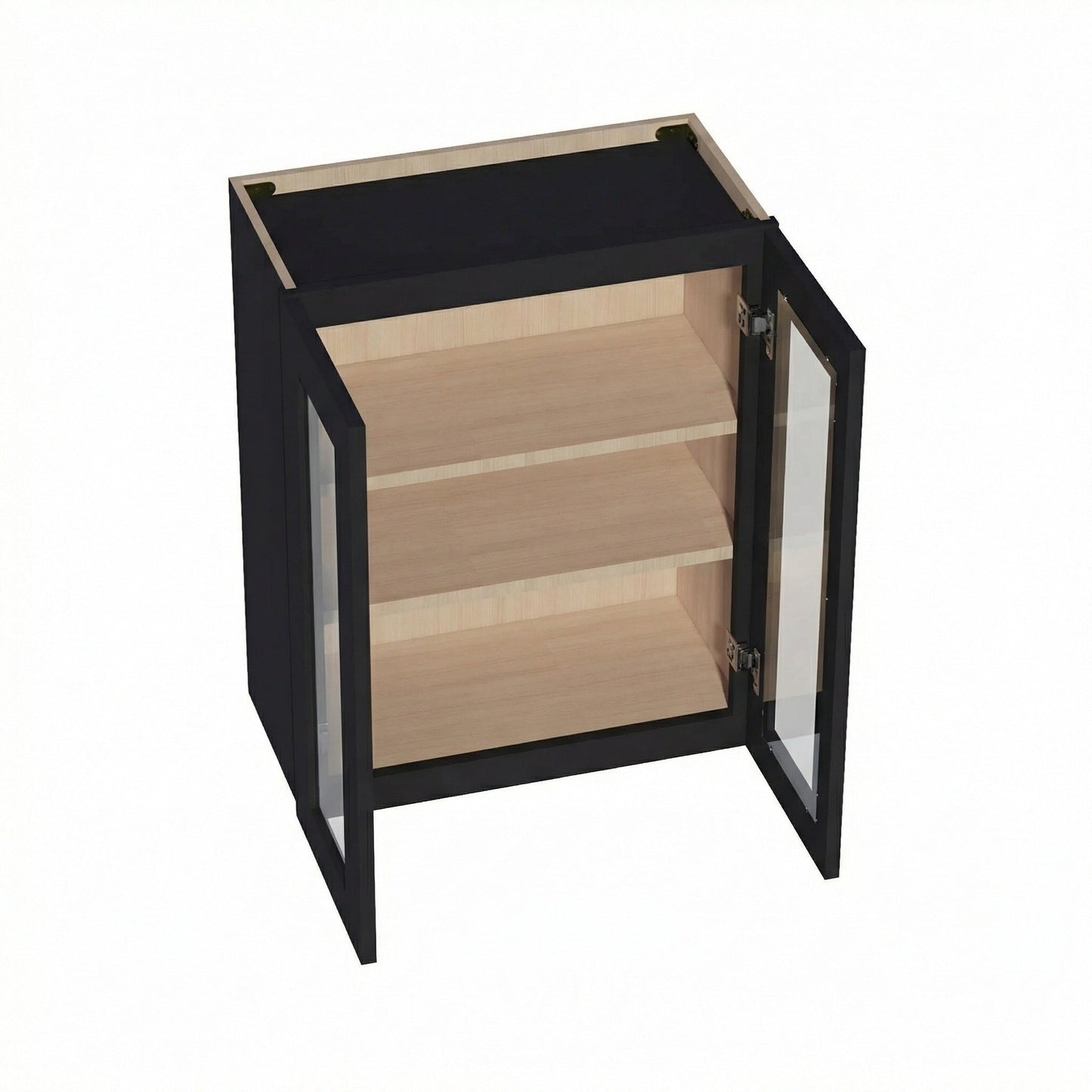 Shaker Glass Door Wall Cabinet 24" (W2430GD) · Ardelle - Ebony - Interior