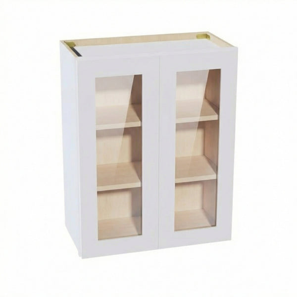Shaker Glass Door Wall Cabinet 24" (W2430GD) · Ardelle - White - Hero