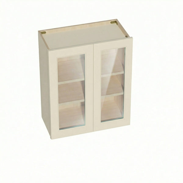 Shaker Glass Door Wall Cabinet 24" (W2430GD) · Tallis - Swan White - Hero