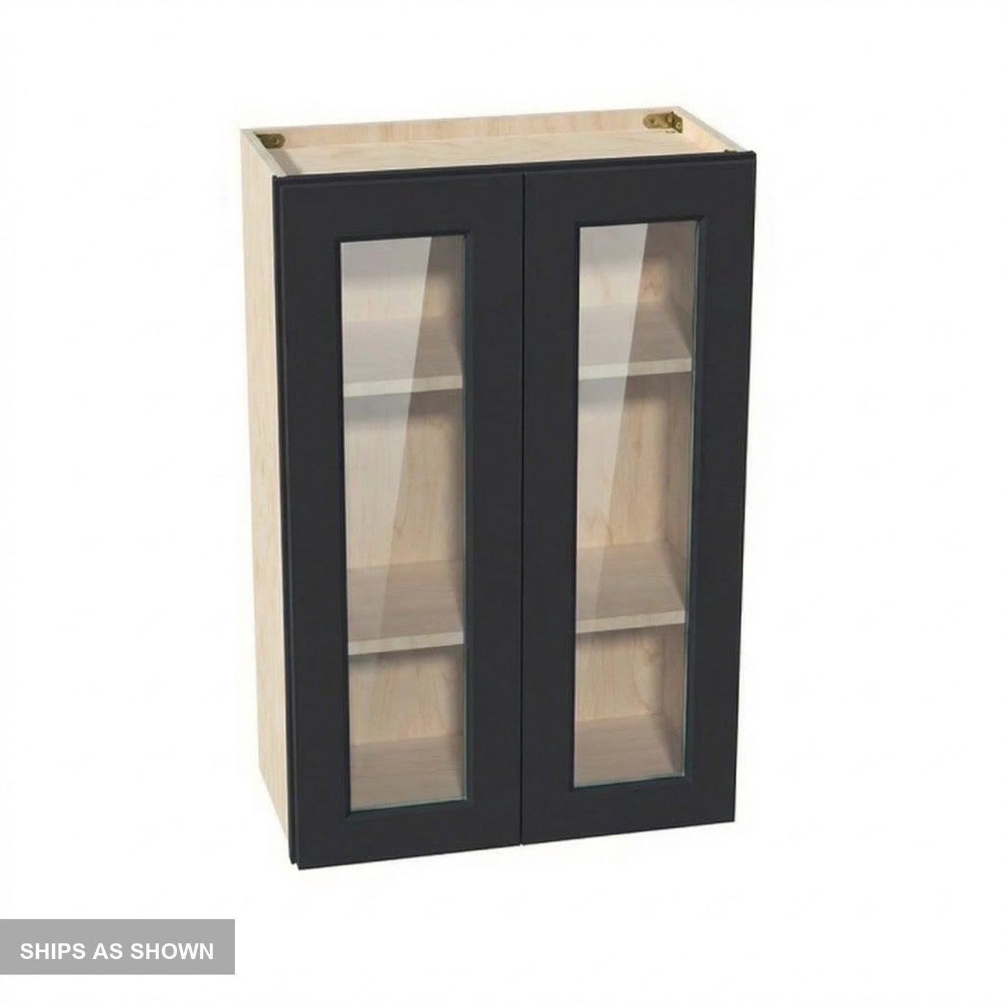 Shaker Glass Door Wall Cabinet 24" (W2436GD) · Ardelle - Ebony - Flat Pack