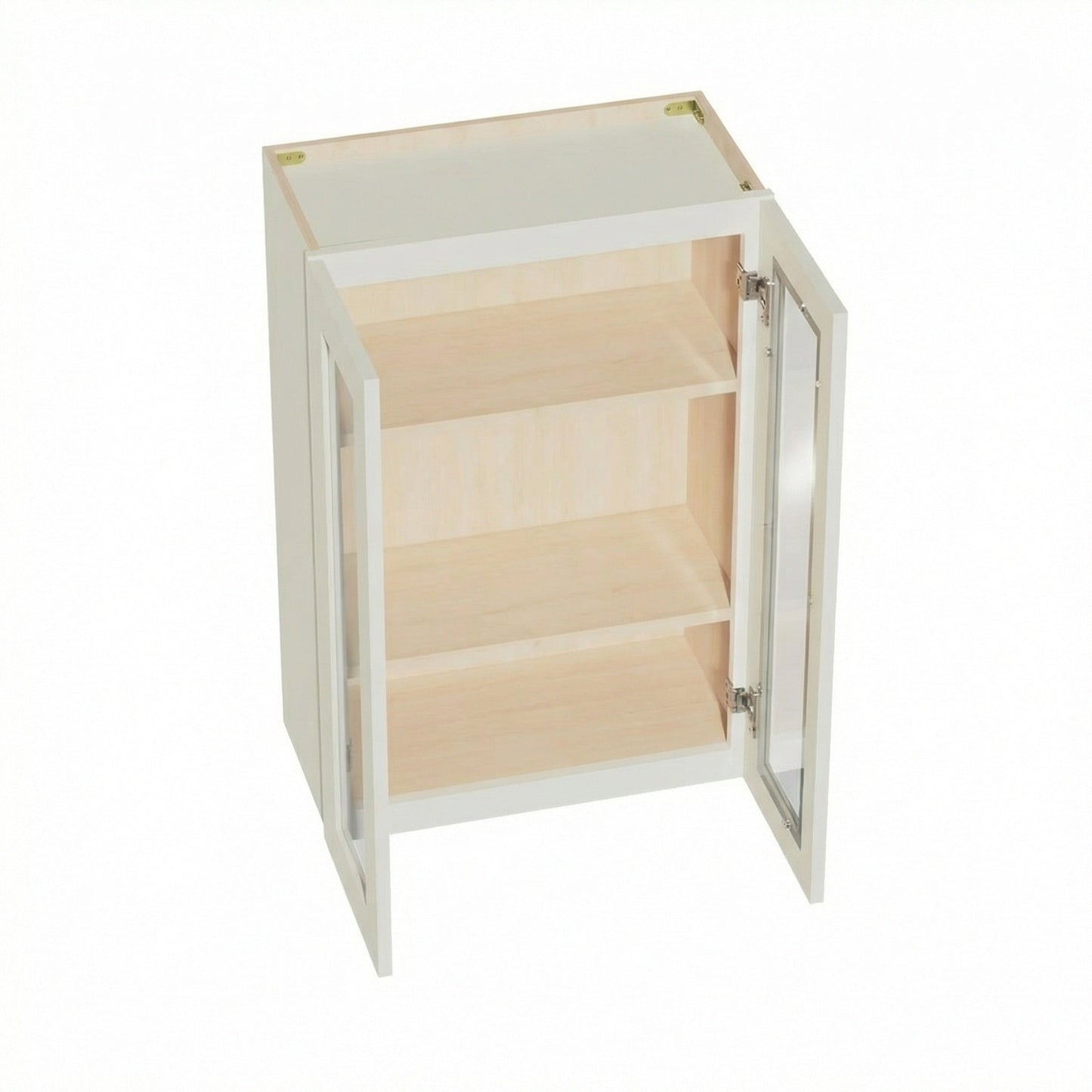 Shaker Glass Door Wall Cabinet 24" (W2436GD) · Tallis - Swan White - Interior