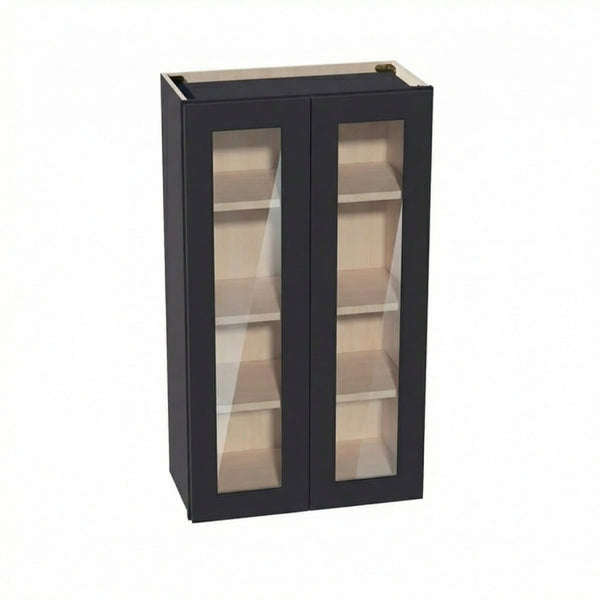 Shaker Glass Door Wall Cabinet 24" (W2442GD) · Ardelle - Ebony - Hero