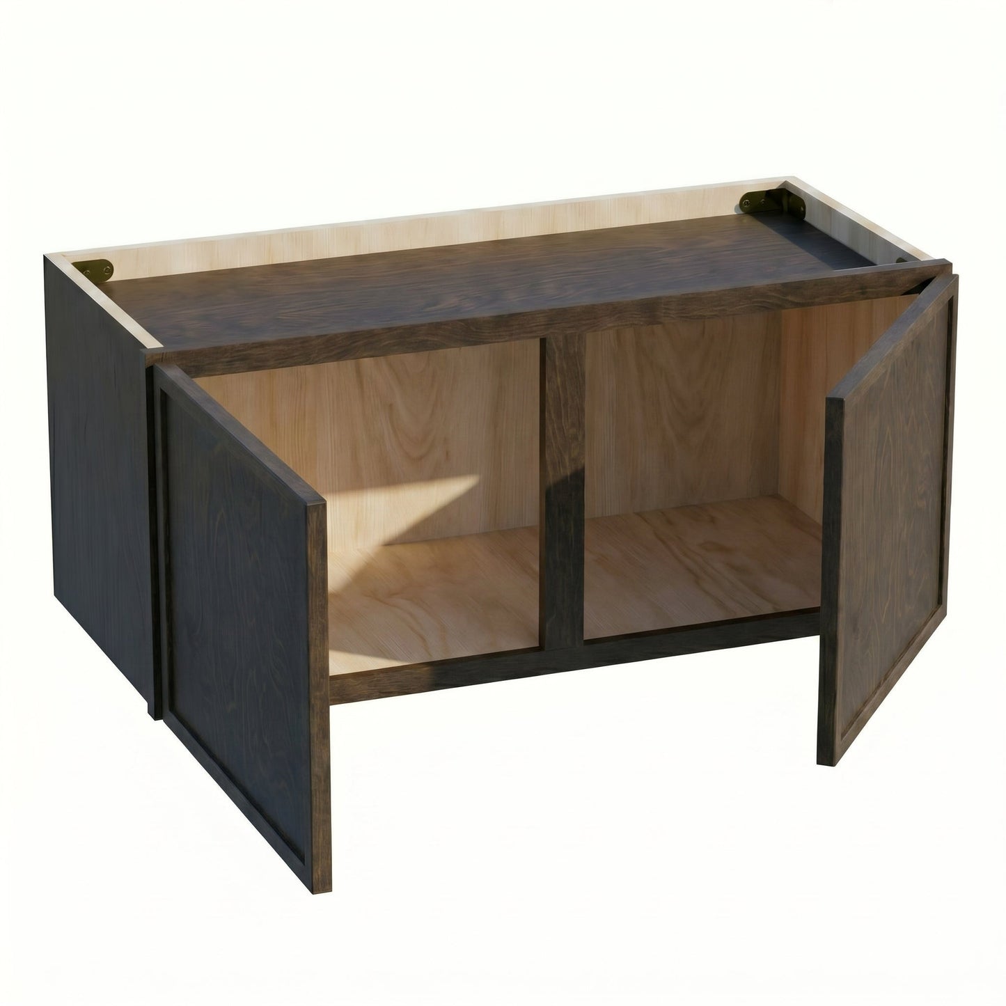 Slim Shaker Bridge Wall Cabinet 27" (W2712) · Slim - Mocha - Interior