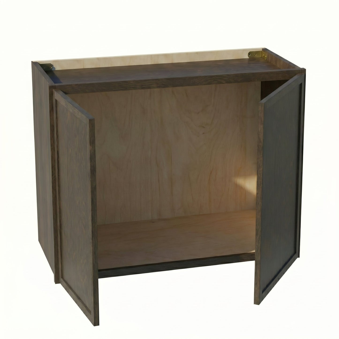 Slim Shaker Bridge Wall Cabinet 27" (W2721) · Slim - Mocha - Interior